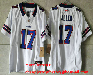 Women's Buffalo Bills #17 Josh Allen Limited White FUSE Vapor Jersey