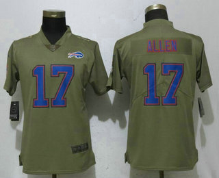 Women's Buffalo Bills #17 Josh Allen Olive 2017 Salute To Service Stitched NFL Nike Limited Jersey