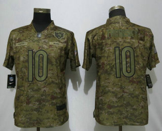 Women's Chicago Bears #10 Mitchell Trubisky 2018 Camo Salute to Service Stitched NFL Nike Limited Jersey