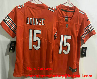 Women's Chicago Bears #15 Rome Odunze Orange Vapor Limited Stitched Jersey