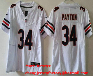 Women's Chicago Bears #34 Walter Payton Limited White FUSE Vapor Jersey