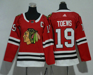 Women's Chicago Blackhawks #19 Jonathan Toews Red 2017-2018 Hockey Stitched NHL Jersey