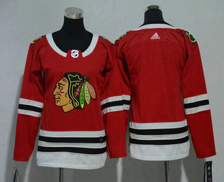 Women's Chicago Blackhawks Blank Red Home 2017-2018 Hockey Stitched NHL Jersey