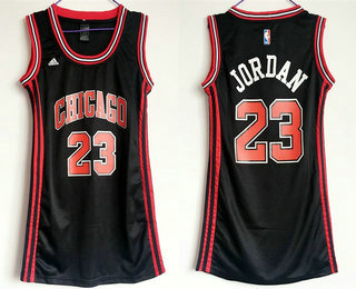 Women's Chicago Bulls #23 Michael Jordan Black Dress Jersey
