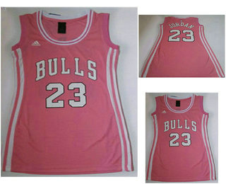 Women's Chicago Bulls #23 Michael Jordan Pink Dress Jersey