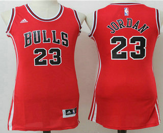 Women's Chicago Bulls #23 Michael Jordan Red Dress Jersey