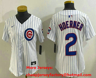 Women's Chicago Cubs #2 Nico Hoerner White Limited Stitched Jersey