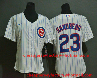 Women's Chicago Cubs #23 Ryne Sandberg White Stitched MLB Cool Base Nike Jersey