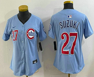 Women's Chicago Cubs #27 Seiya Suzuki Baby Blue Limited Jersey