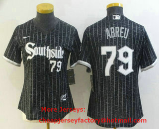 Women's Chicago White Sox #79 Jose Abreu Black With Small Number 2021 City Connect Stitched MLB Cool Base Nike Jersey