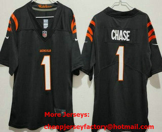 Women's Cincinnati Bengals #1 JaMarr Chase Limited Black Vapor Jersey