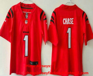 Women's Cincinnati Bengals #1 JaMarr Chase Limited Orange Vapor Jersey