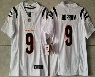 Women's Cincinnati Bengals #9 Joe Burrow White FUSE Vapor Limited Stitched Jersey