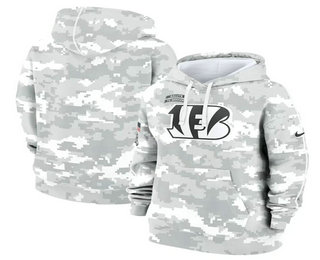 Women's Cincinnati Bengals Arctic Camo 2024 Salute to Service Club Fleece Pullover Hoodie