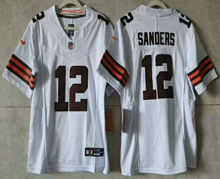 Women's Cleveland Browns #12 Shedeur Sanders Limited FUSE White Vapor Jersey