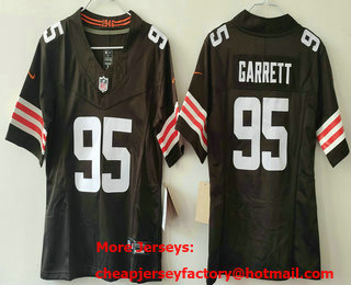 Women's Cleveland Browns #95 Myles Garrett Limited Brown FUSE Vapor Jersey