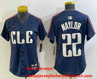 Women's Cleveland Guardians #22 Josh Naylor Navy 2024 City Connect Limited Stitched Jersey