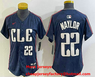 Women's Cleveland Guardians #22 Josh Naylor Number Navy 2024 City Connect Limited Stitched Jersey