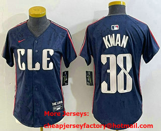 Women's Cleveland Guardians #38 Steven Kwan Navy 2024 City Connect Limited Stitched Jersey