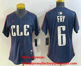 Women's Cleveland Guardians #6 David Fry Navy 2024 City Connect Limited Stitched Jersey