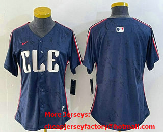 Women's Cleveland Guardians Blank Navy 2024 City Connect Limited Stitched Jersey