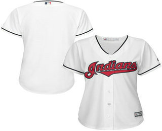 Women's Cleveland Indians Blank White Home Cool Base Baseball Jersey
