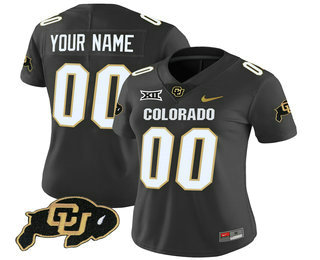 Women's Colorado Buffaloes Custom Black With XII Patch FUSE Vapor Stitched Jersey