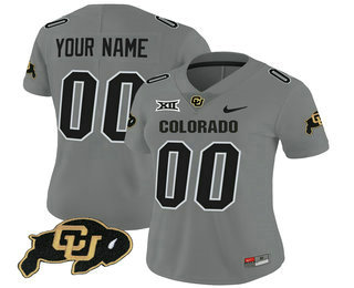 Women's Colorado Buffaloes Custom Grey With XII Patch FUSE Vapor Stitched Jersey