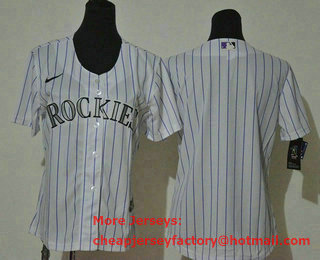 Women's Colorado Rockies Blank White Stitched MLB Cool Base Nike Jersey