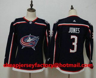 Women's Columbus Blue Jackets #3 Seth Jones Navy Blue 2017-2018 Hockey Stitched NHL Jersey