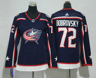 Women's Columbus Blue Jackets #72 Sergei Bobrovsky Navy Blue 2017-2018 Hockey Stitched NHL Jersey