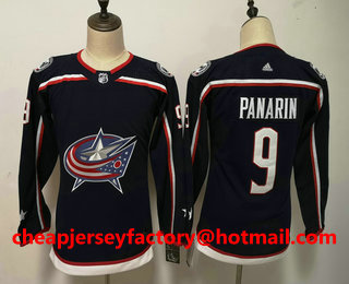 Women's Columbus Blue Jackets #9 Artemi Panarin Navy Blue 2017-2018 Hockey Stitched NHL Jersey