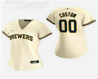 Women's Custom Milwaukee Brewers 2020 Cream Home Replica Jersey
