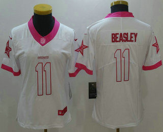 Women's Dallas Cowboys #11 Cole Beasley White Pink 2016 Color Rush Fashion NFL Nike Limited Jersey