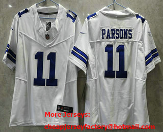 Women's Dallas Cowboys #11 Micah Parsons White 2023 FUSE Vapor Stitched Jersey