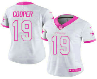 Women's Dallas Cowboys #19 Amari Cooper White Pink 2016 Color Rush Fashion NFL Nike Limited Jersey