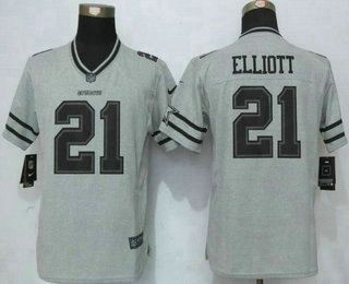 Women's Dallas Cowboys #21 Ezekiel Elliott Gray Gridiron II Stitched NFL Nike Limited Jersey