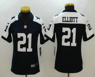 Women's Dallas Cowboys #21 Ezekiel Elliott Navy Blue Thanksgiving 2017 Vapor Untouchable Stitched NFL Nike Limited Jersey