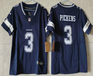 Women's Dallas Cowboys #3 George Pickens Limited Navy FUSE Vapor Jersey