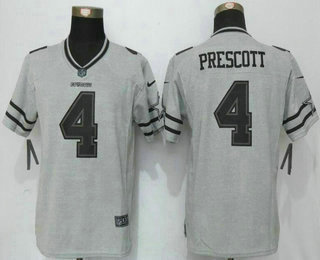 Women's Dallas Cowboys #4 Dak Prescott Gray Gridiron II Stitched NFL Nike Limited Jersey