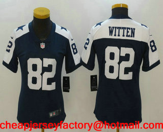 Women's Dallas Cowboys #82 Jason Witten Blue Thanksgiving 2017 Vapor Untouchable Stitched NFL Nike Limited Jersey