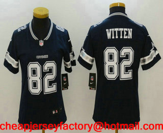 Women's Dallas Cowboys #82 Jason Witten Navy Blue 2017 Vapor Untouchable Stitched NFL Nike Limited Jersey