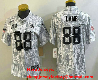 Women's Dallas Cowboys #88 CeeDee Lamb 2024 FUSE Arctic Camo Salute to Service Limited Stitched Jersey
