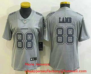 Women's Dallas Cowboys #88 CeeDee Lamb Grey Atmosphere Fashion 2022 Vapor Untouchable Stitched Nike Limited Jersey