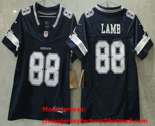Women's Dallas Cowboys #88 CeeDee Lamb Navy Blue 2023 FUSE Vapor Limited Stitched Jersey