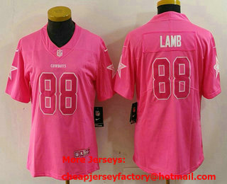 Women's Dallas Cowboys #88 CeeDee Lamb Pink Fashion 2017 Rush Nike Limited Jersey