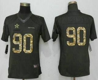 Women's Dallas Cowboys #90 Demarcus Lawrence Black Anthracite 2016 Salute To Service Stitched NFL Nike Limited Jersey