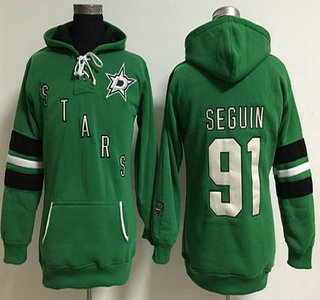 Women's Dallas Stars #91 Tyler Seguin Old Time Hockey Green Hoodie