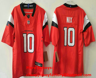 Women's Denver Broncos #10 Bo Nix Orange 2024 FUSE Vapor Limited Stitched Jersey