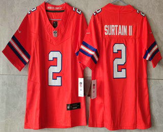 Women's Denver Broncos #2 Patrick Surtain II Limited FUSE Orange Throwback Vapor Jersey